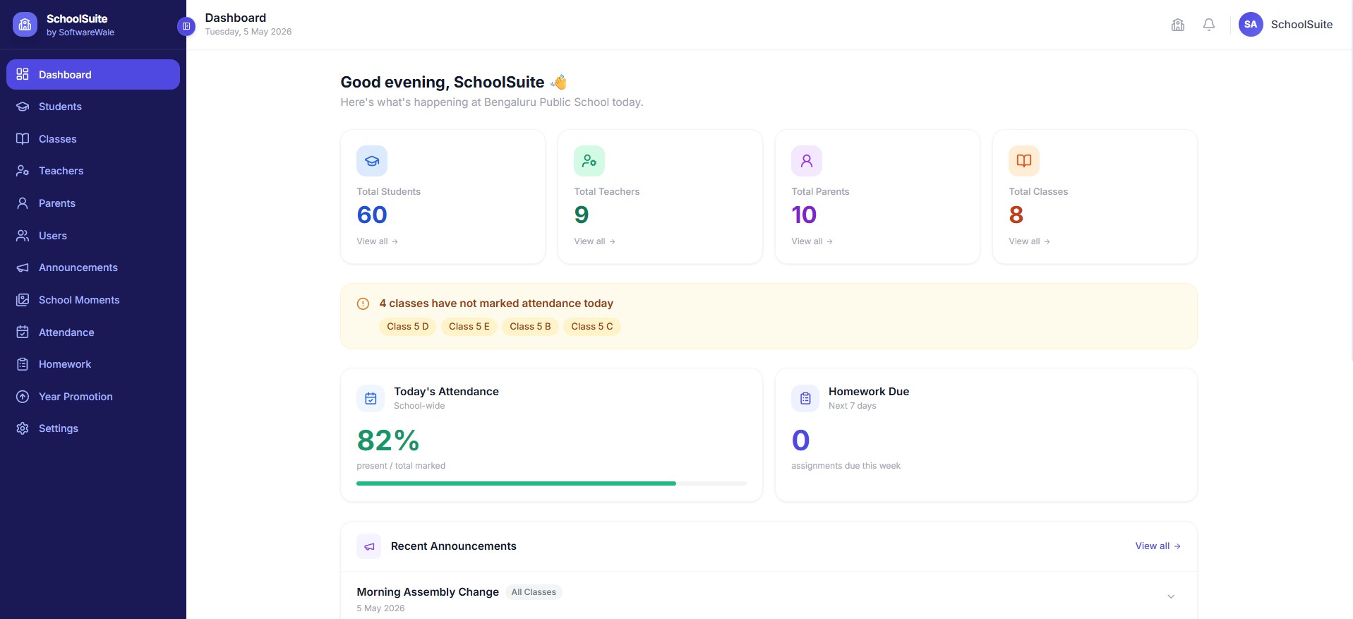 SchoolSuite Admin Dashboard